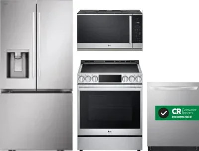 4 Piece Package Includes Refrigerator, Range, Microwave And Dishwasher