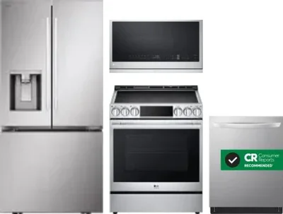 4 Piece Package Includes Refrigerator, Range, Microwave And Dishwasher