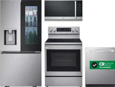 4 Piece Package Includes Refrigerator, Range, Microwave And Dishwasher