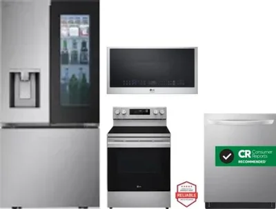 4 Piece Package Includes Refrigerator, Range, Microwave And Dishwasher