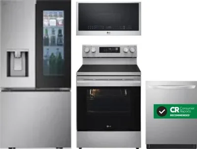 4 Piece Package Includes Refrigerator, Range, Microwave And Dishwasher