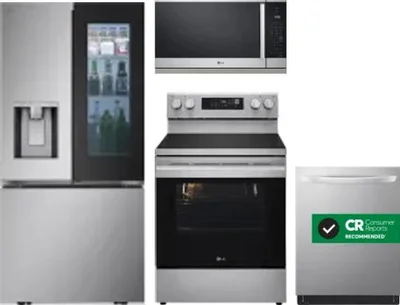 4 Piece Package Includes Refrigerator, Range, Microwave And Dishwasher