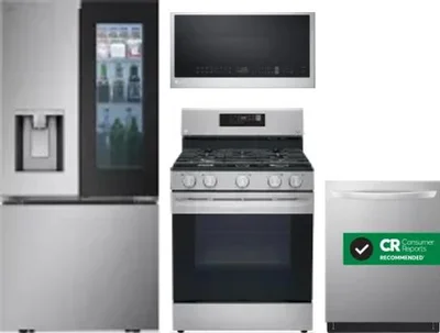 4 Piece Package Includes Refrigerator, Range, Microwave And Dishwasher