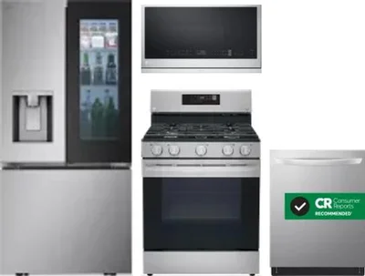 4 Piece Package Includes Refrigerator, Range, Microwave And Dishwasher