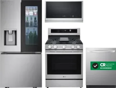 4 Piece Package Includes Refrigerator, Range, Microwave And Dishwasher