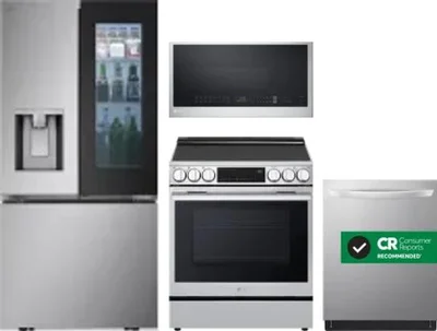 4 Piece Package Includes Refrigerator, Range, Microwave And Dishwasher