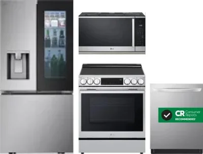 4 Piece Package Includes Refrigerator, Range, Microwave And Dishwasher