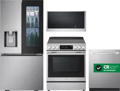4 Piece Package Includes Refrigerator, Range, Microwave And Dishwasher