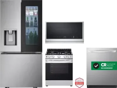 4 Piece Package Includes Refrigerator, Range, Microwave And Dishwasher