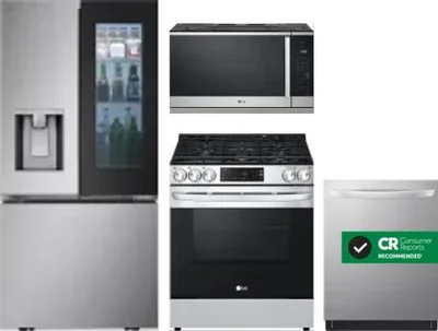 4 Piece Package Includes Refrigerator, Range, Microwave And Dishwasher