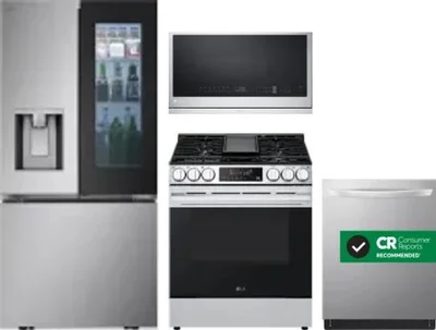 4 Piece Package Includes Refrigerator, Range, Microwave And Dishwasher