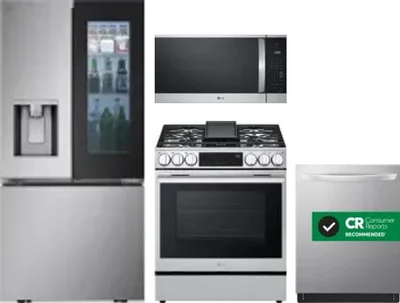 4 Piece Package Includes Refrigerator, Range, Microwave And Dishwasher