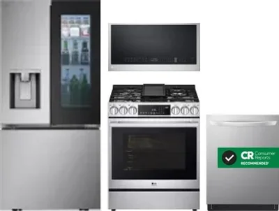 4 Piece Package Includes Refrigerator, Range, Microwave And Dishwasher