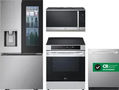 4 Piece Package Includes Refrigerator, Range, Microwave And Dishwasher