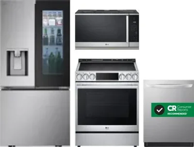 4 Piece Package Includes Refrigerator, Range, Microwave And Dishwasher