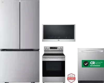 4 Piece Package Includes Refrigerator, Range, Microwave And Dishwasher