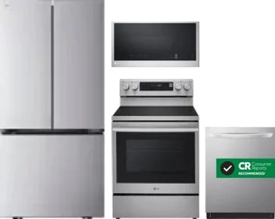 4 Piece Package Includes Refrigerator, Range, Microwave And Dishwasher