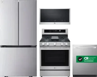 4 Piece Package Includes Refrigerator, Range, Microwave And Dishwasher