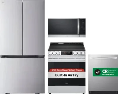 4 Piece Package Includes Refrigerator, Range, Microwave And Dishwasher