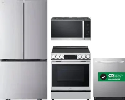 4 Piece Package Includes Refrigerator, Range, Microwave And Dishwasher
