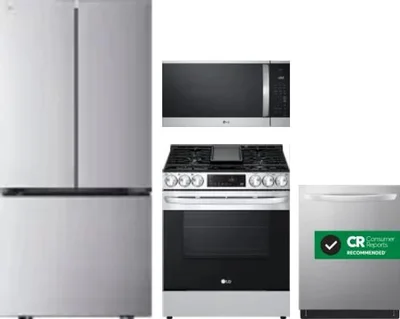 4 Piece Package Includes Refrigerator, Range, Microwave And Dishwasher