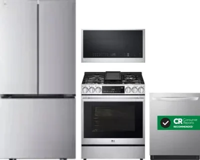 4 Piece Package Includes Refrigerator, Range, Microwave And Dishwasher
