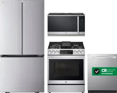 4 Piece Package Includes Refrigerator, Range, Microwave And Dishwasher