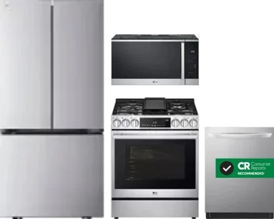 4 Piece Package Includes Refrigerator, Range, Microwave And Dishwasher