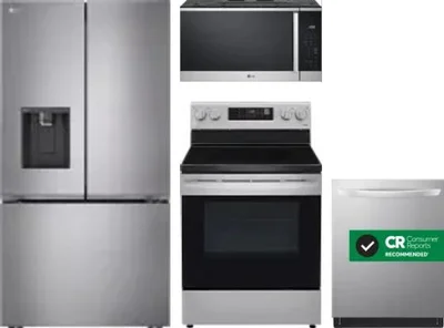 4 Piece Package Includes Refrigerator, Range, Microwave And Dishwasher