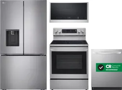 4 Piece Package Includes Refrigerator, Range, Microwave And Dishwasher