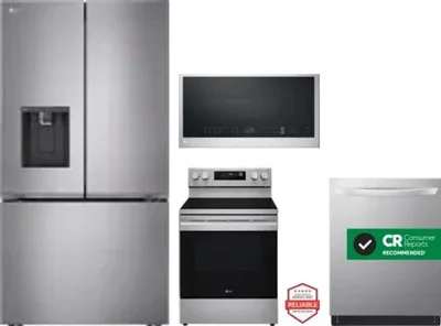 4 Piece Package Includes Refrigerator, Range, Microwave And Dishwasher