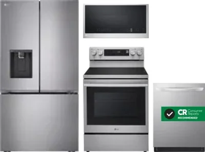4 Piece Package Includes Refrigerator, Range, Microwave And Dishwasher