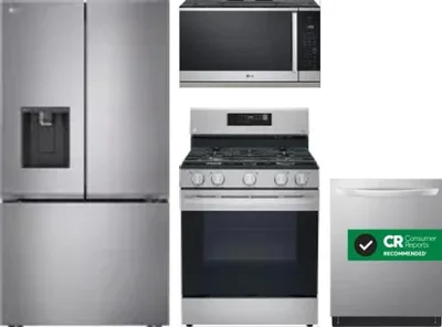 4 Piece Package Includes Refrigerator, Range, Microwave And Dishwasher