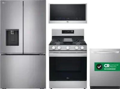 4 Piece Package Includes Refrigerator, Range, Microwave And Dishwasher