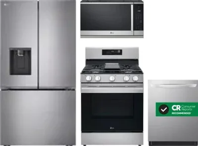 4 Piece Package Includes Refrigerator, Range, Microwave And Dishwasher