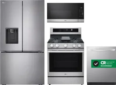 4 Piece Package Includes Refrigerator, Range, Microwave And Dishwasher