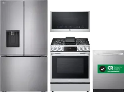 4 Piece Package Includes Refrigerator, Range, Microwave And Dishwasher