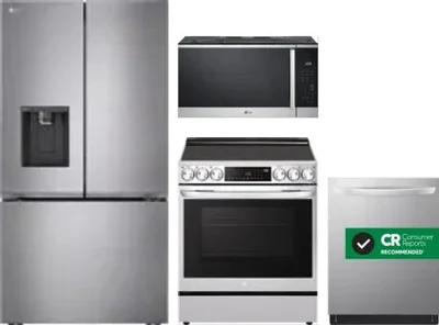 4 Piece Package Includes Refrigerator, Range, Microwave And Dishwasher