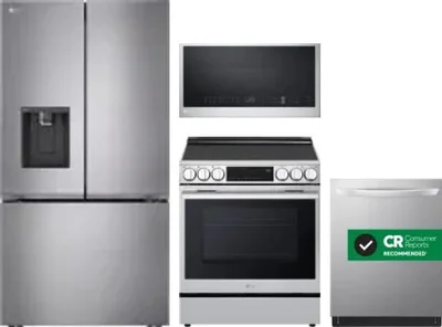 4 Piece Package Includes Refrigerator, Range, Microwave And Dishwasher
