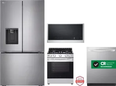 4 Piece Package Includes Refrigerator, Range, Microwave And Dishwasher