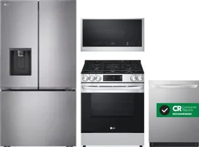 4 Piece Package Includes Refrigerator, Range, Microwave And Dishwasher