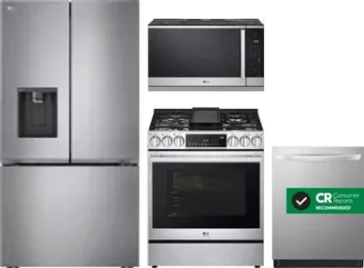4 Piece Package Includes Refrigerator, Range, Microwave And Dishwasher