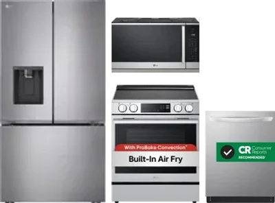 4 Piece Package Includes Refrigerator, Range, Microwave And Dishwasher