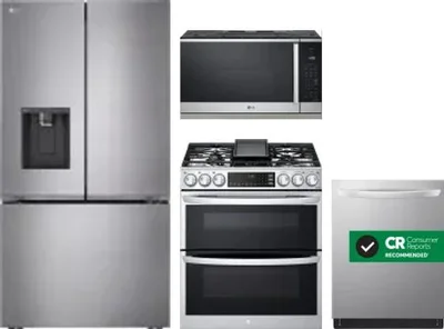 4 Piece Package Includes Refrigerator, Range, Microwave And Dishwasher