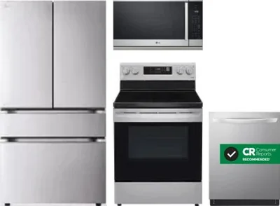 4 Piece Package Includes Refrigerator, Range, Microwave And Dishwasher