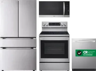4 Piece Package Includes Refrigerator, Range, Microwave And Dishwasher