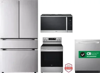 4 Piece Package Includes Refrigerator, Range, Microwave And Dishwasher