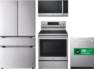 4 Piece Package Includes Refrigerator, Range, Microwave And Dishwasher