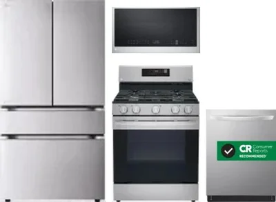 4 Piece Package Includes Refrigerator, Range, Microwave And Dishwasher