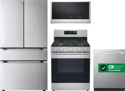 4 Piece Package Includes Refrigerator, Range, Microwave And Dishwasher
